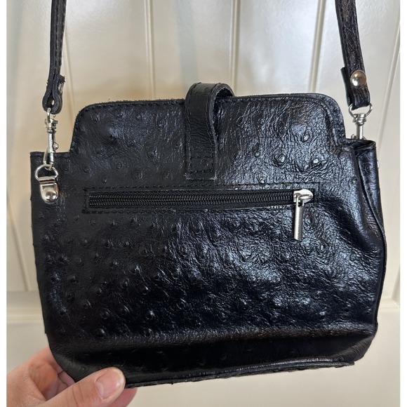 Vintage Leather Made In Italy Purse Black With Strap‎ - Picture 7 of 8
